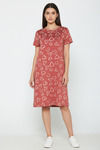 Zivame Knit Cotton Knee Length Nightdress - Burnt Brick — thumbnail 1